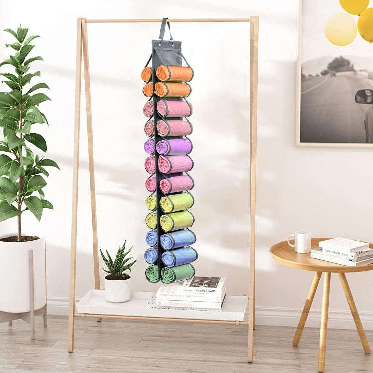 Double-Sided 24 Grids Storage Hanging Bag Hanging Storage Closet Behind Door Storage Organizer(Bl...