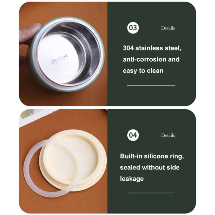 700ML 304 Stainless Steel Large-Capacity Double-Layer Soup Cup Student Yogurt Breakfast Cup(Green)