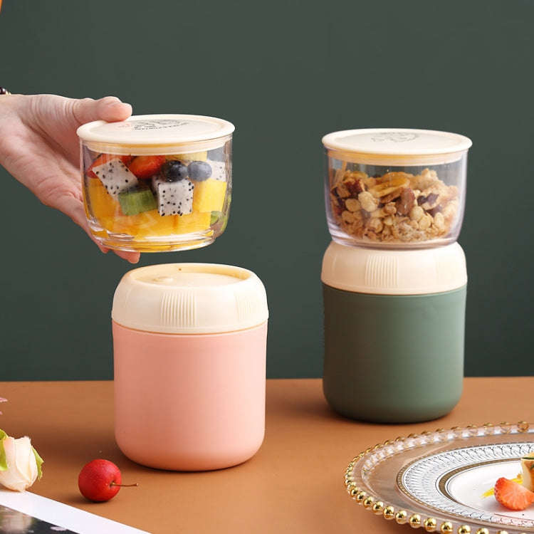 700ML 304 Stainless Steel Large-Capacity Double-Layer Soup Cup Student Yogurt Breakfast Cup(Green)