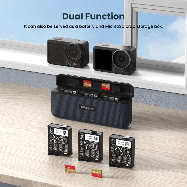 For DJI Action 4 / 3 aMagisn Fast Charge Charging Box Charger Sports Camera Accessories