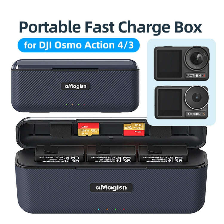 For DJI Action 4 / 3 aMagisn Fast Charge Charging Box Charger Sports Camera Accessories