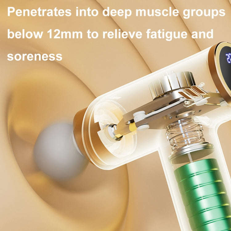 LCD Variable Frequency Silent Fascia Gun High Frequency Vibration Muscle Relaxation Massager(Khaki)