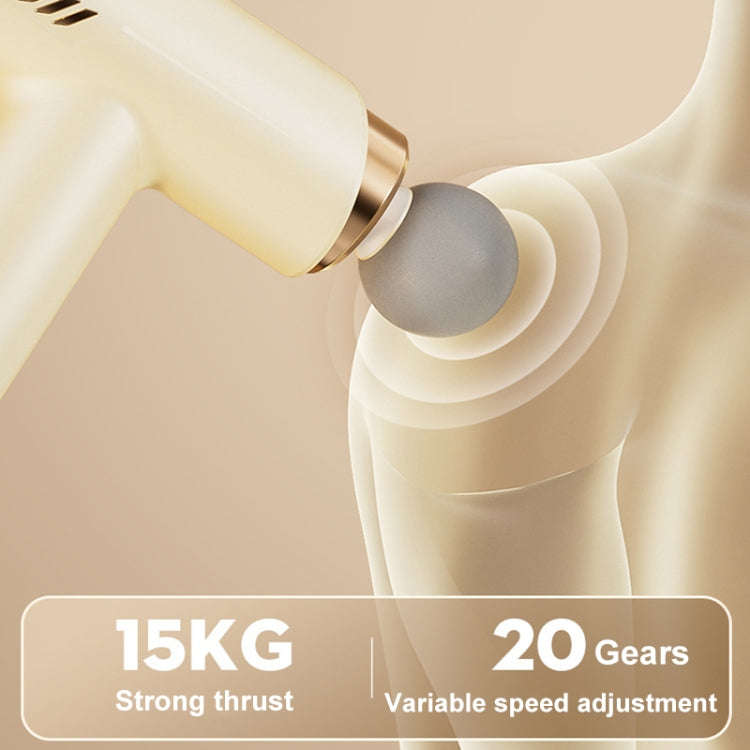 LCD Variable Frequency Silent Fascia Gun High Frequency Vibration Muscle Relaxation Massager(Khaki)