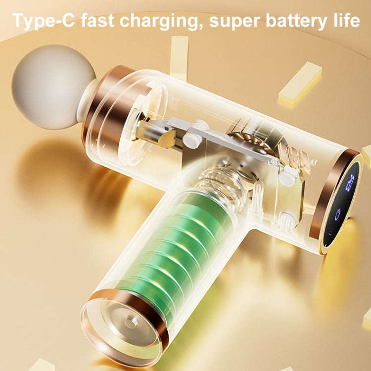 LCD Variable Frequency Silent Fascia Gun High Frequency Vibration Muscle Relaxation Massager(Khaki)