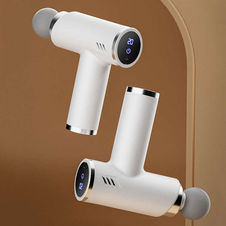 LCD Variable Frequency Silent Fascia Gun High Frequency Vibration Muscle Relaxation Massager(White)