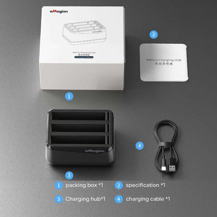 For Insta360 X4 AMagisn Battery Charger Charging Seat Camera Accessories