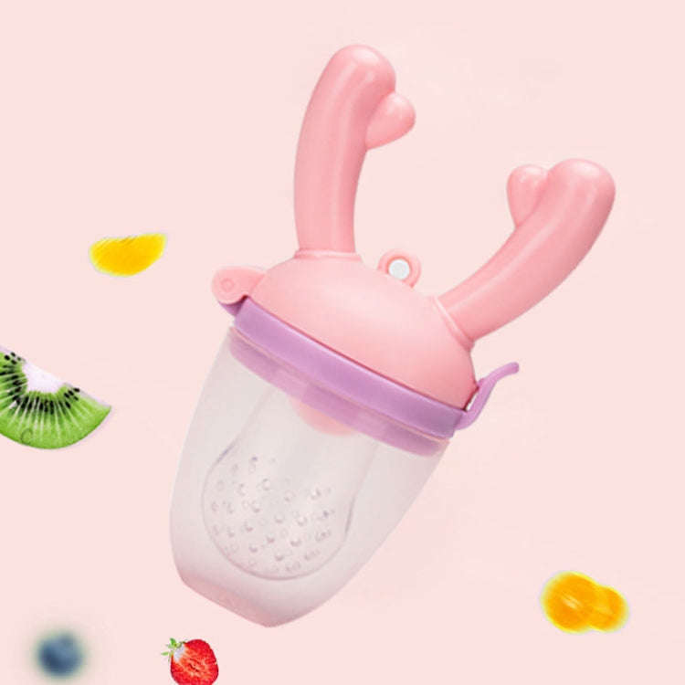 Baby Pacifier Fruit Vegetable Auxiliary Feeder Cute Deer Fruit Bite Pouch Teething Stick, Color: ...