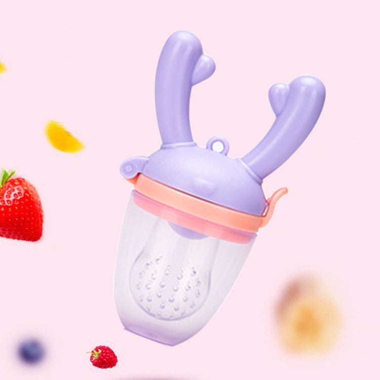Baby Pacifier Fruit Vegetable Auxiliary Feeder Cute Deer Fruit Bite Pouch Teething Stick, Color: ...