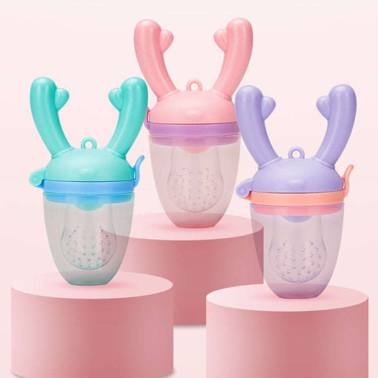 Baby Pacifier Fruit Vegetable Auxiliary Feeder Cute Deer Fruit Bite Pouch Teething Stick, Color: ...
