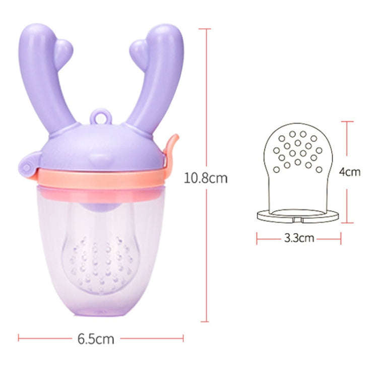 Baby Pacifier Fruit Vegetable Auxiliary Feeder Cute Deer Fruit Bite Pouch Teething Stick, Color: ...