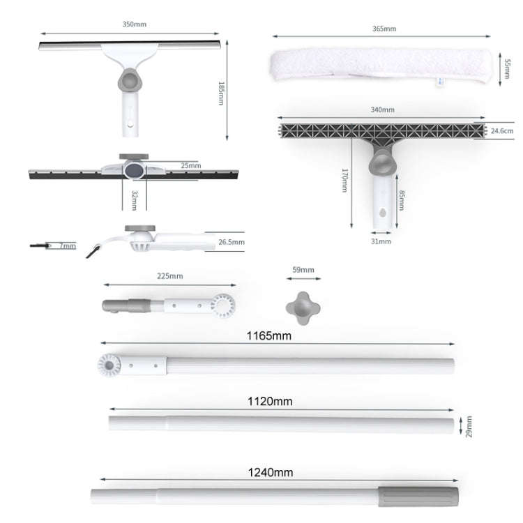 2m Household Universal Splicing Pole Glass Wiper Glass Cleaning Tools Standard Set