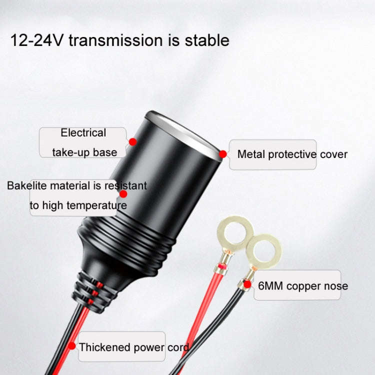1m 12/24V Car Battery To Cigarette Lighter Female Base Power Supply Cable