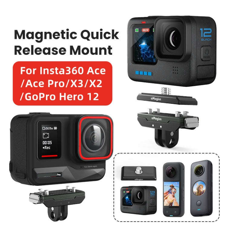 AMagisn Metal Magnetic Quick Release + Top Cover, For Insta360 Ace / Ace Pro / X5 / X3 / X2 / GoP...