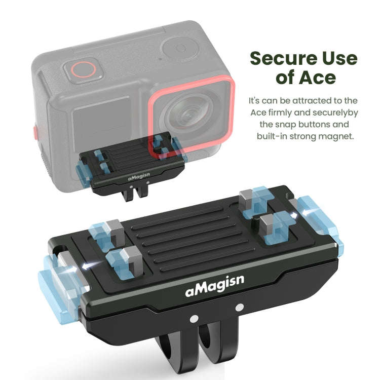 AMagisn Metal Magnetic Quick Release + Top Cover, For Insta360 Ace / Ace Pro / X5 / X3 / X2 / GoP...