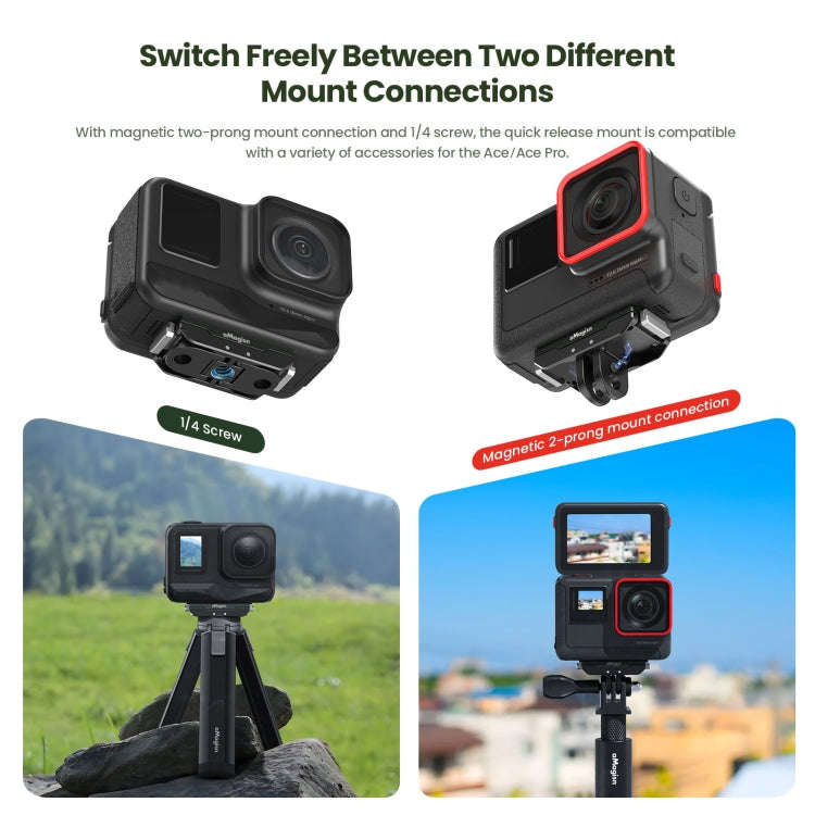 AMagisn Metal Magnetic Quick Release + Top Cover, For Insta360 Ace / Ace Pro / X5 / X3 / X2 / GoP...