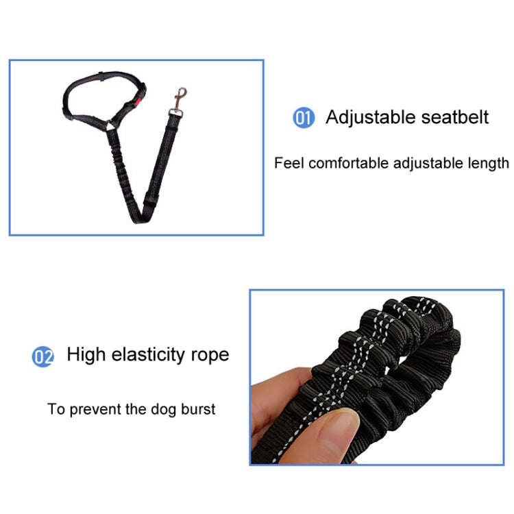Dog Vehicle Seat Belt Rope Elastic Cushioned Towing Leash, Width: 2.5cm(Black)