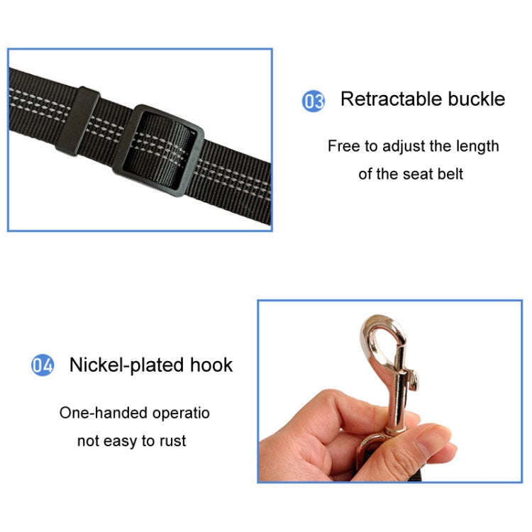 Dog Vehicle Seat Belt Rope Elastic Cushioned Towing Leash, Width: 2.5cm(Black)