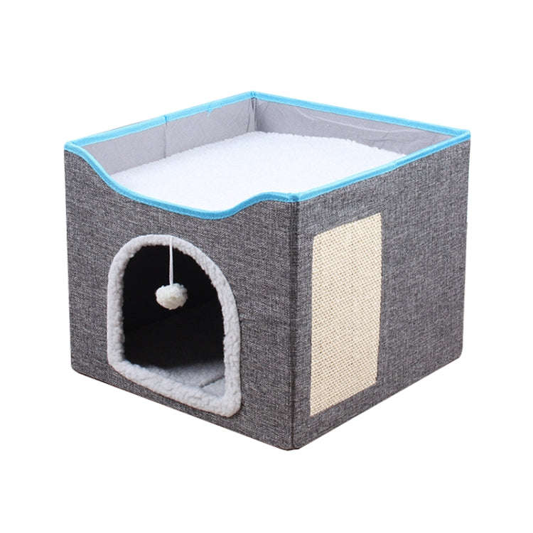 Multifunctional Sisal Cats Scratching Board Foldable Pet Bed(Dark Gray)