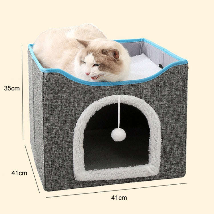 Multifunctional Sisal Cats Scratching Board Foldable Pet Bed(Navy Blue)