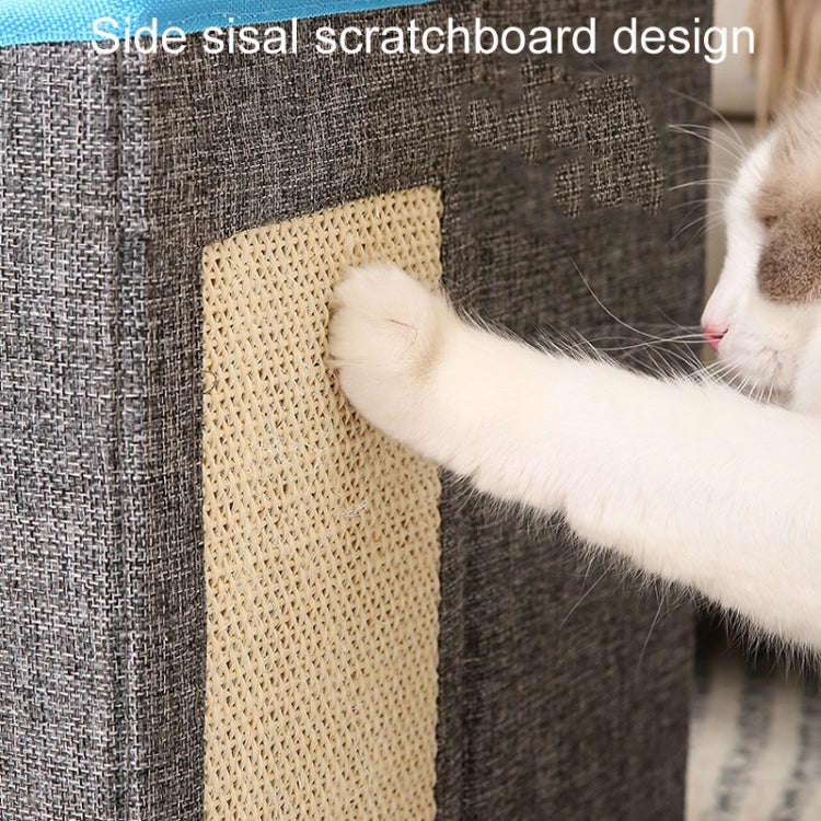 Multifunctional Sisal Cats Scratching Board Foldable Pet Bed(Navy Blue)