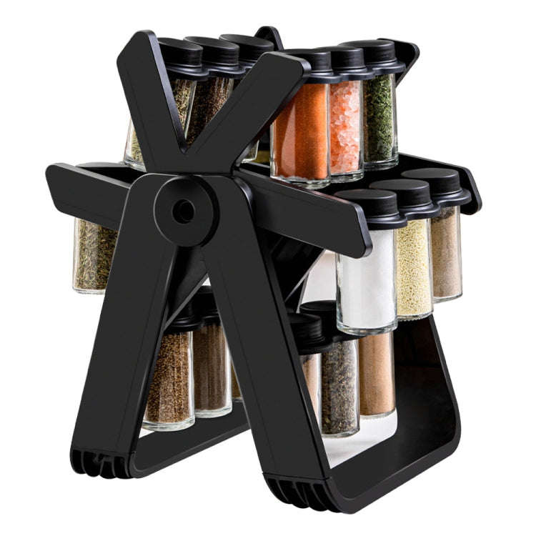 18-in-1 Rotating Ferris Wheel Kitchen Condiment Bottle Holder Set(Black)