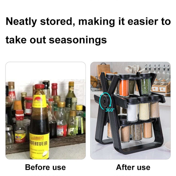 18-in-1 Rotating Ferris Wheel Kitchen Condiment Bottle Holder Set(Black)