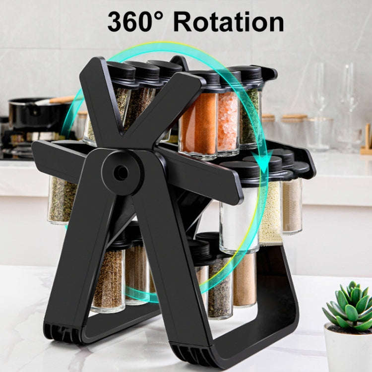 18-in-1 Rotating Ferris Wheel Kitchen Condiment Bottle Holder Set(Black)
