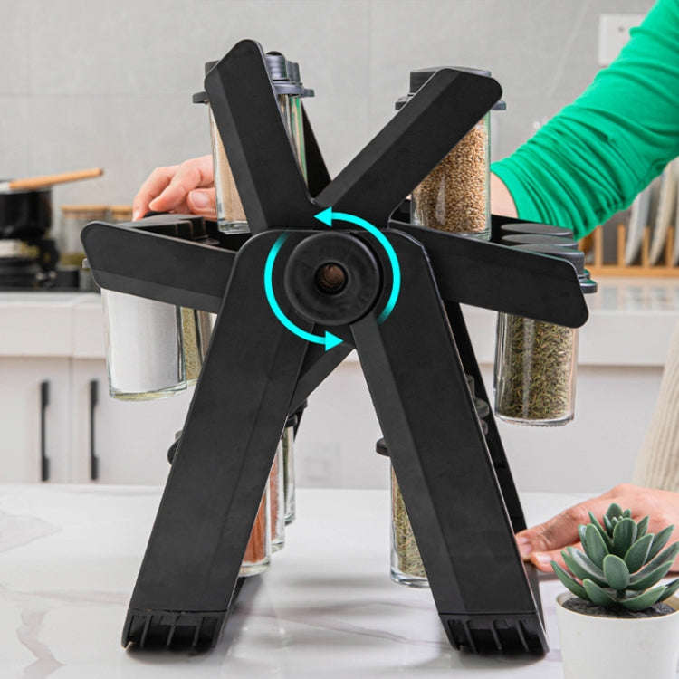 18-in-1 Rotating Ferris Wheel Kitchen Condiment Bottle Holder Set(Black)