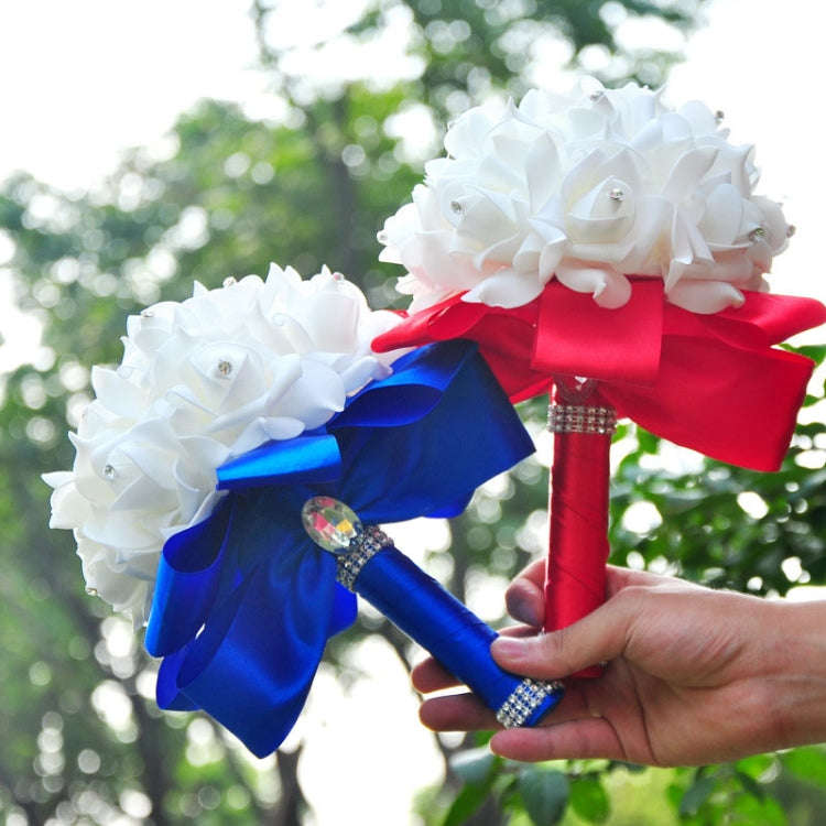 Wedding Bridal Hand Bouquet Simulation Flower Bouquet Wedding Supplies(Sapphire Blue)