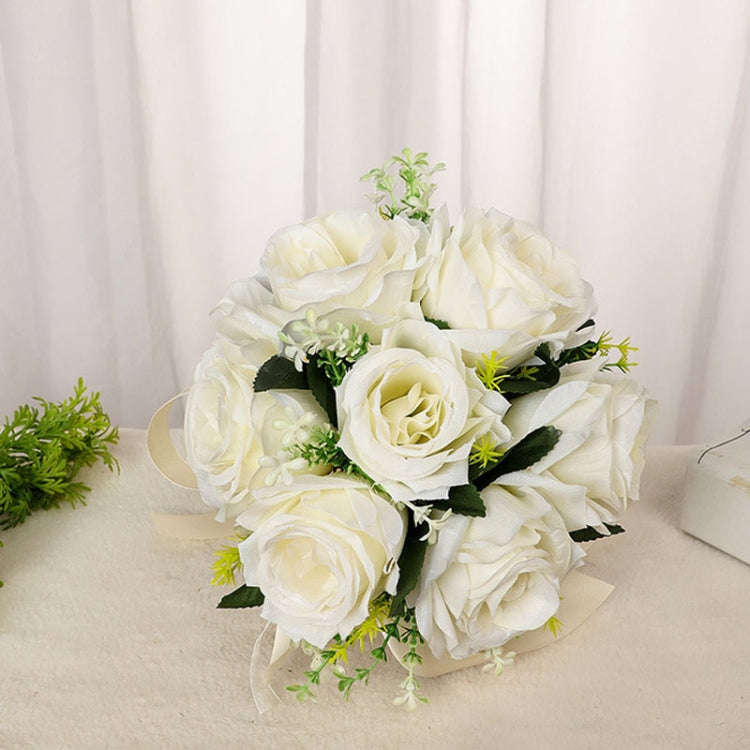 Bridal Hand Bouquet Wedding Supplies Simulation Wedding Decorative Flowers(Pink)