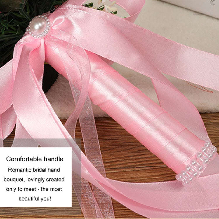 Bridal Hand Bouquet Wedding Supplies Simulation Wedding Decorative Flowers(Pink)