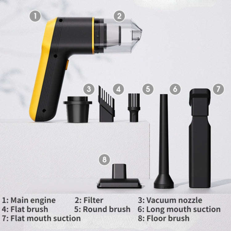 6-in-1 Car Handheld Vacuum Cleaner Multifunctional Strong Suction Air Pump, Color: Standard Yellow