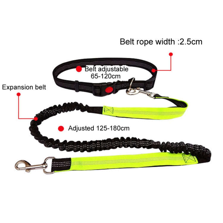 Pet Running Exercise Towing Leash Multifunctional Dog Walking Leashes(Black+Fluorescent Green)
