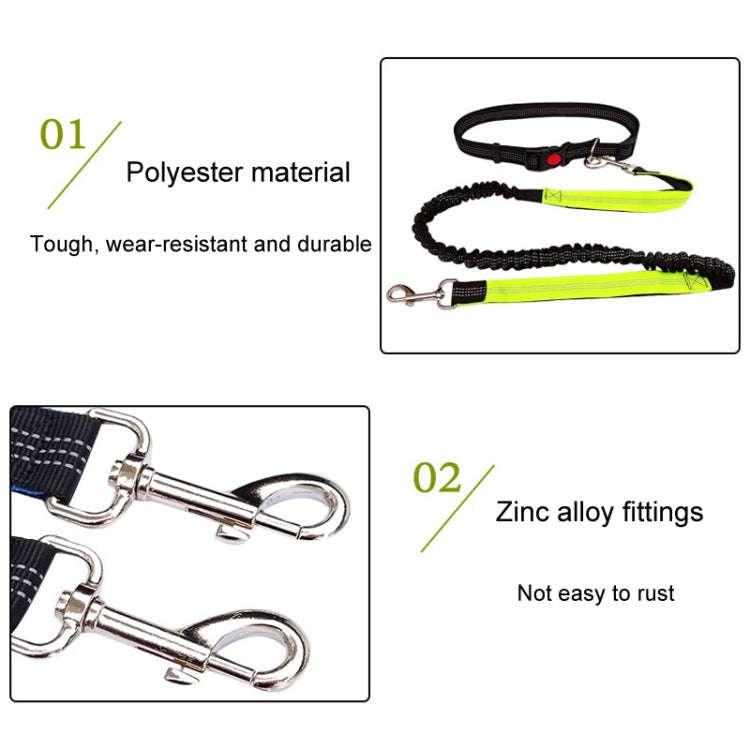 Pet Running Exercise Towing Leash Multifunctional Dog Walking Leashes(Black+Fluorescent Green)