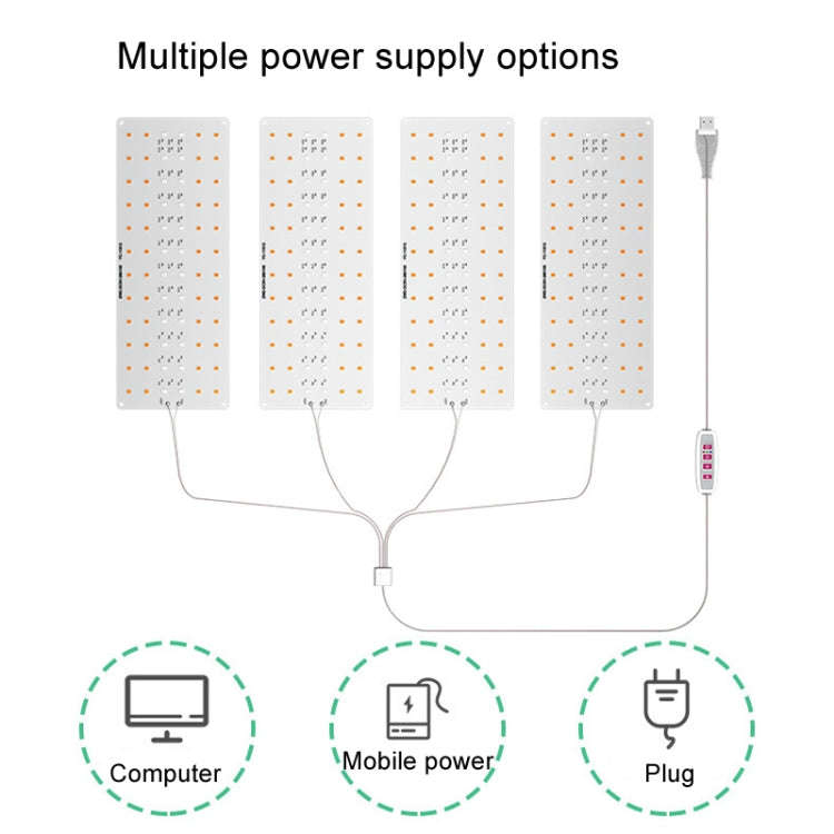 4 Heads USB 5V LED Hanging Growth Light Indoor Quantum Plate Plant Fill Light