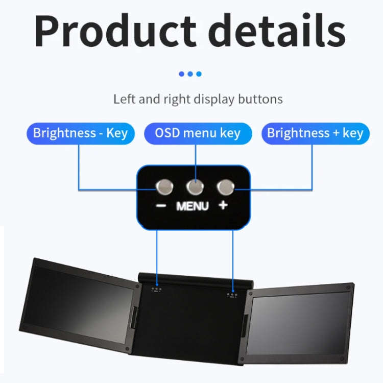 13.3 Inch FHD Triple Monitor IPS Dual Screens For Laptop USB-C / Type-C Supports Windows / Mac / ...