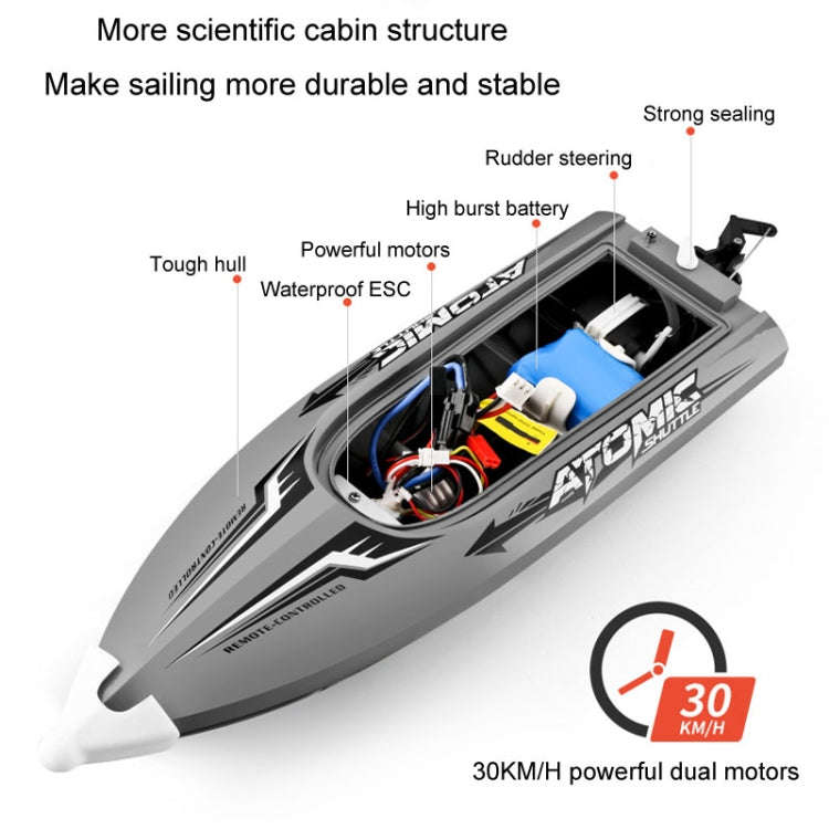 EB02 2.4G Wireless RC Boat Circulating Water-Cooled High-Speed Speedboat Racing Boat Model Toy(Or...