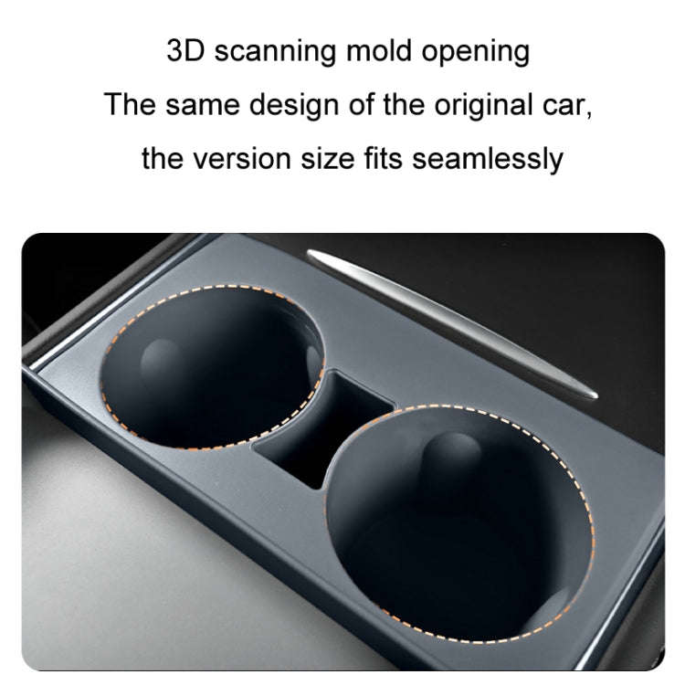 For Tesla Model3/Y Central Water Cup Limiter Silicone Coaster(Black)