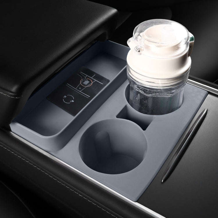For Tesla Model3/Y Central Water Cup Limiter Silicone Coaster(Gray)