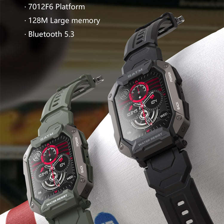 C20Plus 1.81-inch Health Monitoring Waterproof Bluetooth Call Smart Watch, Color: Black Leather