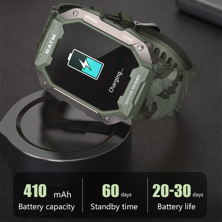 C20Plus 1.81-inch Health Monitoring Waterproof Bluetooth Call Smart Watch, Color: Black Leather