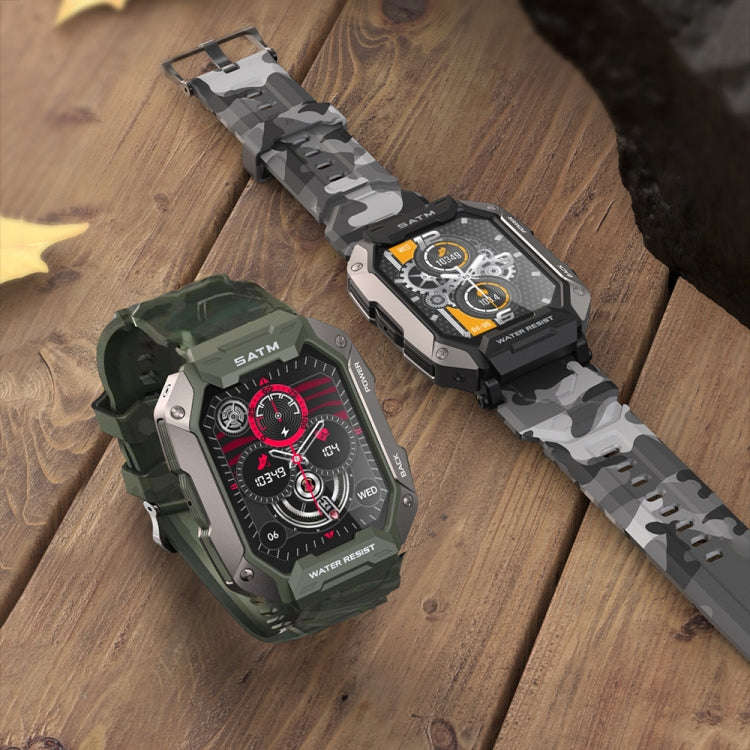 C20Plus 1.81-inch Health Monitoring Waterproof Bluetooth Call Smart Watch, Color: Camouflage Black