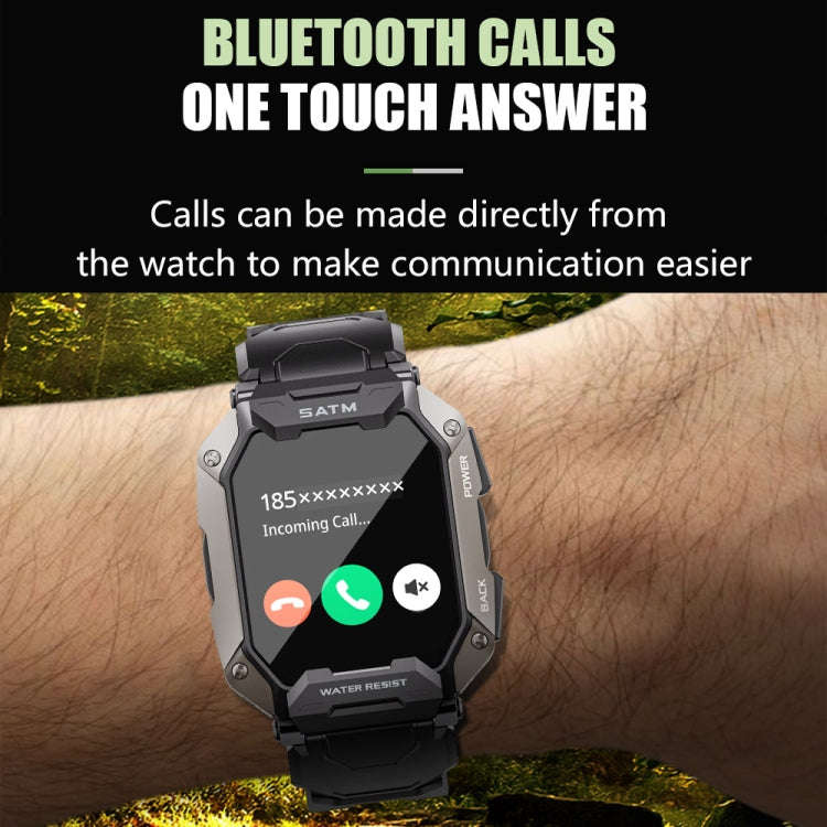 C20Plus 1.81-inch Health Monitoring Waterproof Bluetooth Call Smart Watch, Color: Black Leather