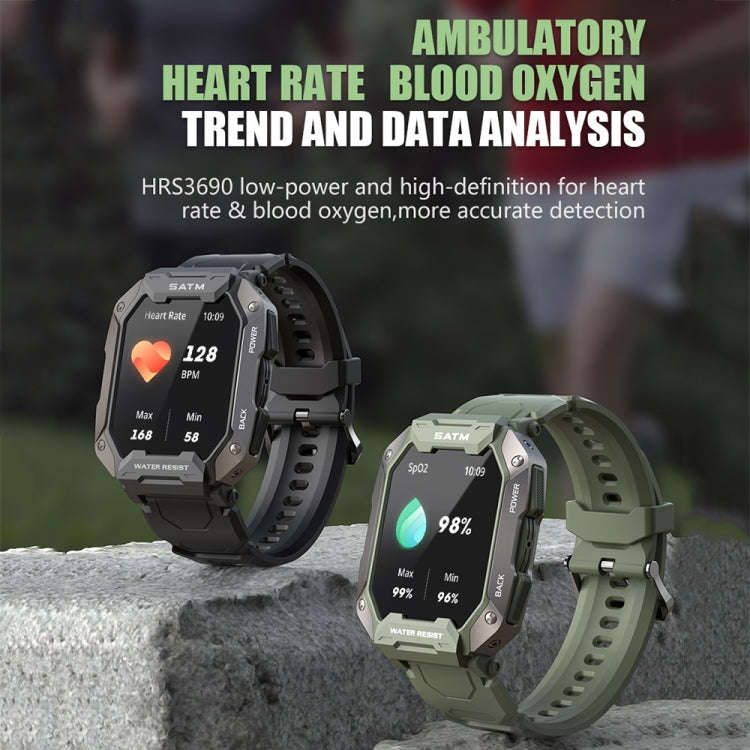 C20Plus 1.81-inch Health Monitoring Waterproof Bluetooth Call Smart Watch, Color: Black Leather