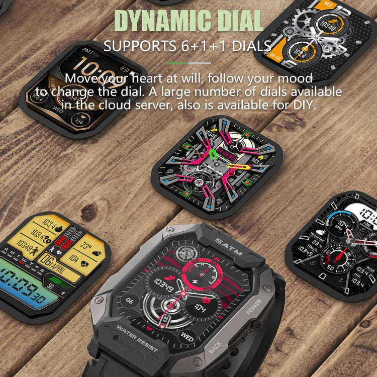 C20Plus 1.81-inch Health Monitoring Waterproof Bluetooth Call Smart Watch, Color: Black Leather