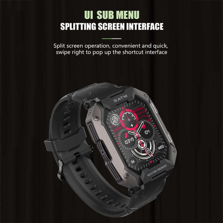 C20Plus 1.81-inch Health Monitoring Waterproof Bluetooth Call Smart Watch, Color: Black Leather