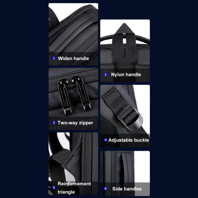 Expandable Business Waterproof Laptop Backpack With USB Port(Black)