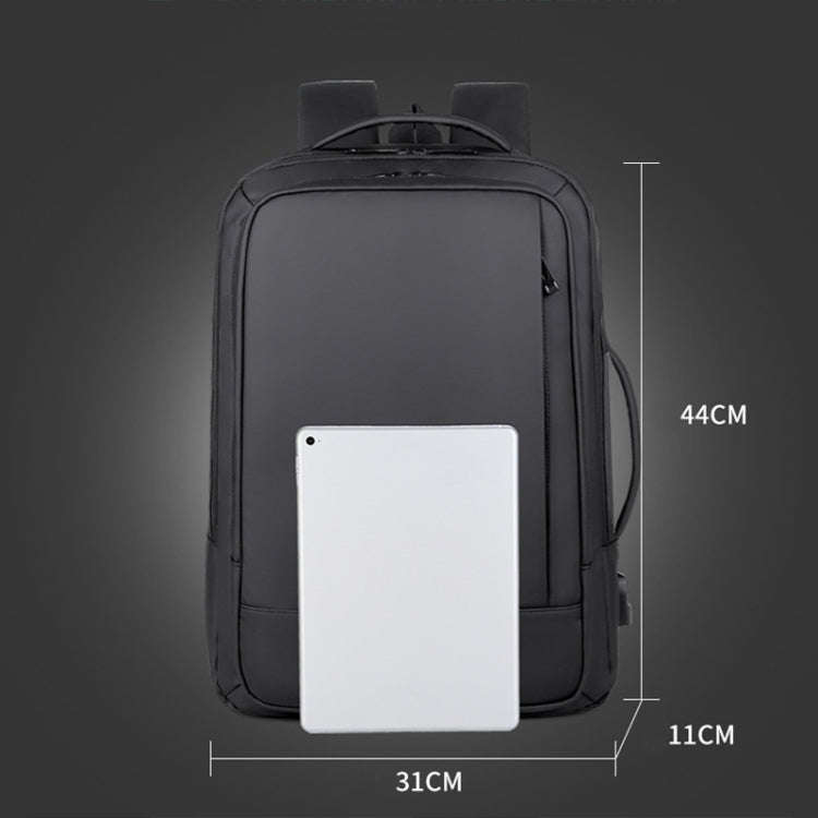 Expandable Business Waterproof Laptop Backpack With USB Port(Black)