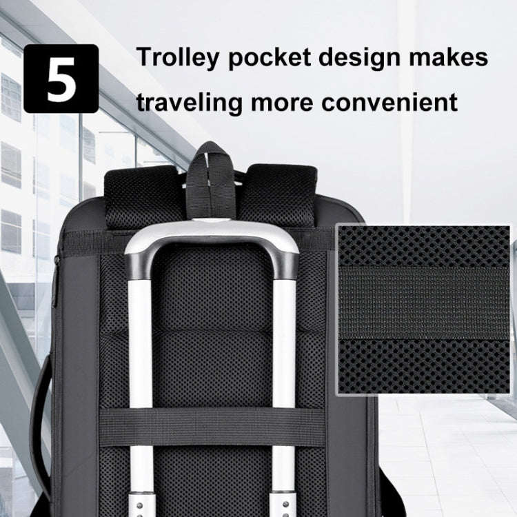 Expandable Business Waterproof Laptop Backpack With USB Port(Black)