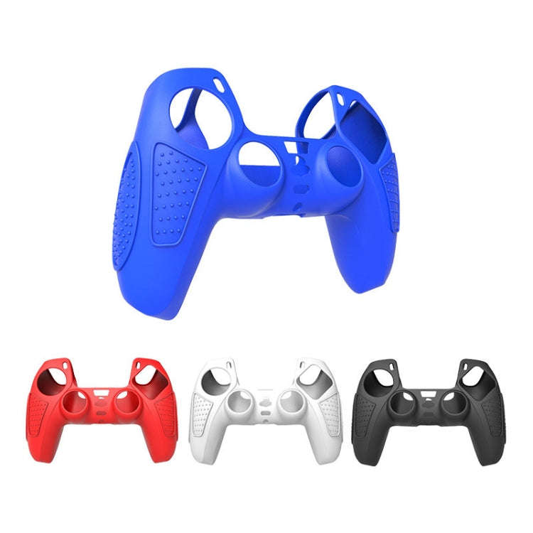 For PS5 Gamepad Silicone Protective Case Anti-Skid Soft Silicone Cover, Color: White+2 Hats